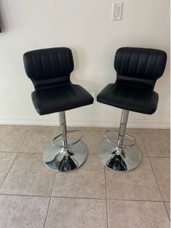 2 Black Adjustable Swivel Barstools