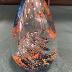 Art Glass Beautiful Swirl Twist Colorful Paperweight 