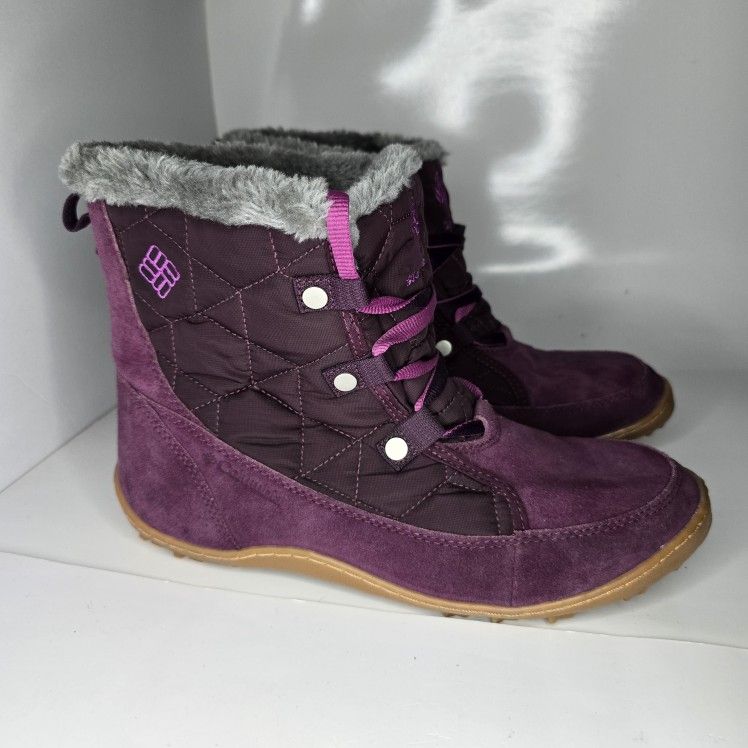 Columbia Women's Winter Boots Size 10 YL5207-562 Purple Waterproof Insulated Snow Fur