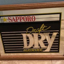 Vintage Sapporo Draft Dry Beer Mirror