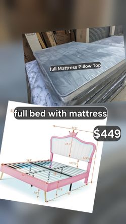 Full bed with mattress pillow top