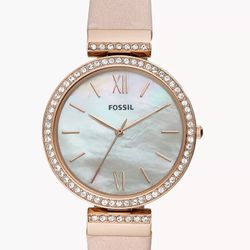 Madeline Three-Hand Blush Leather Watch