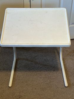 Table-Mate II Adjustable Folding TV Tray Laptop Bed Table White