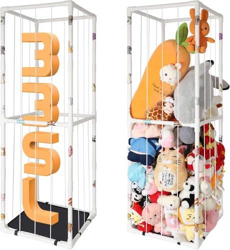 Extra Large Stuffed Animal Storage for Corner Organizer,Premium PVC Material with Elastic Cord Hold Up to 150 Plush Toys,Stuffed Zoo Animal Holder and