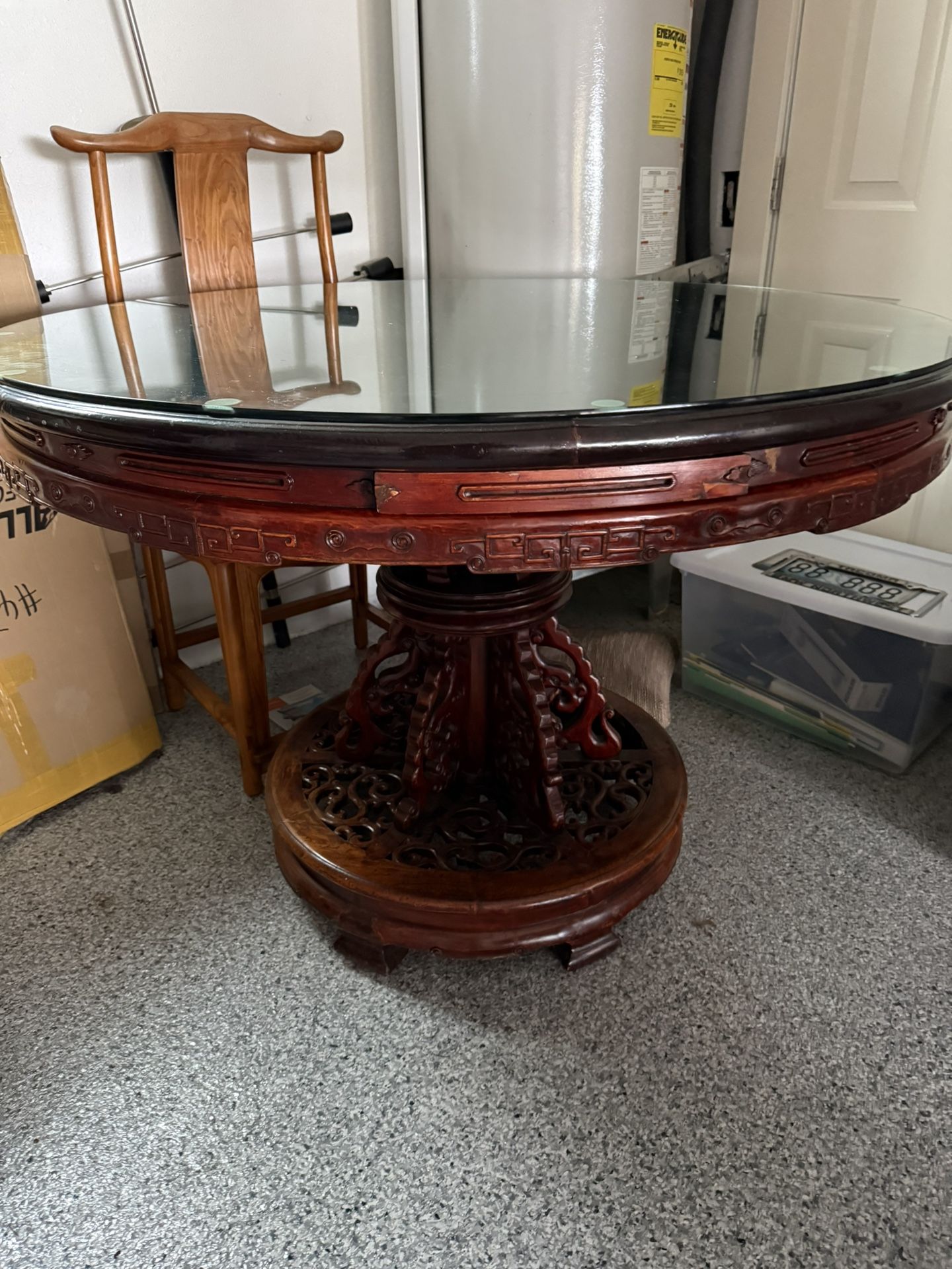 54” Antique Dining Table For 6