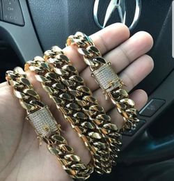 Diamond Lock Cuban Link Set 14K Gold Plated Doesn't Loses Color
