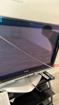 53” town of sonic plasma, flatscreen television, and three tiered stand