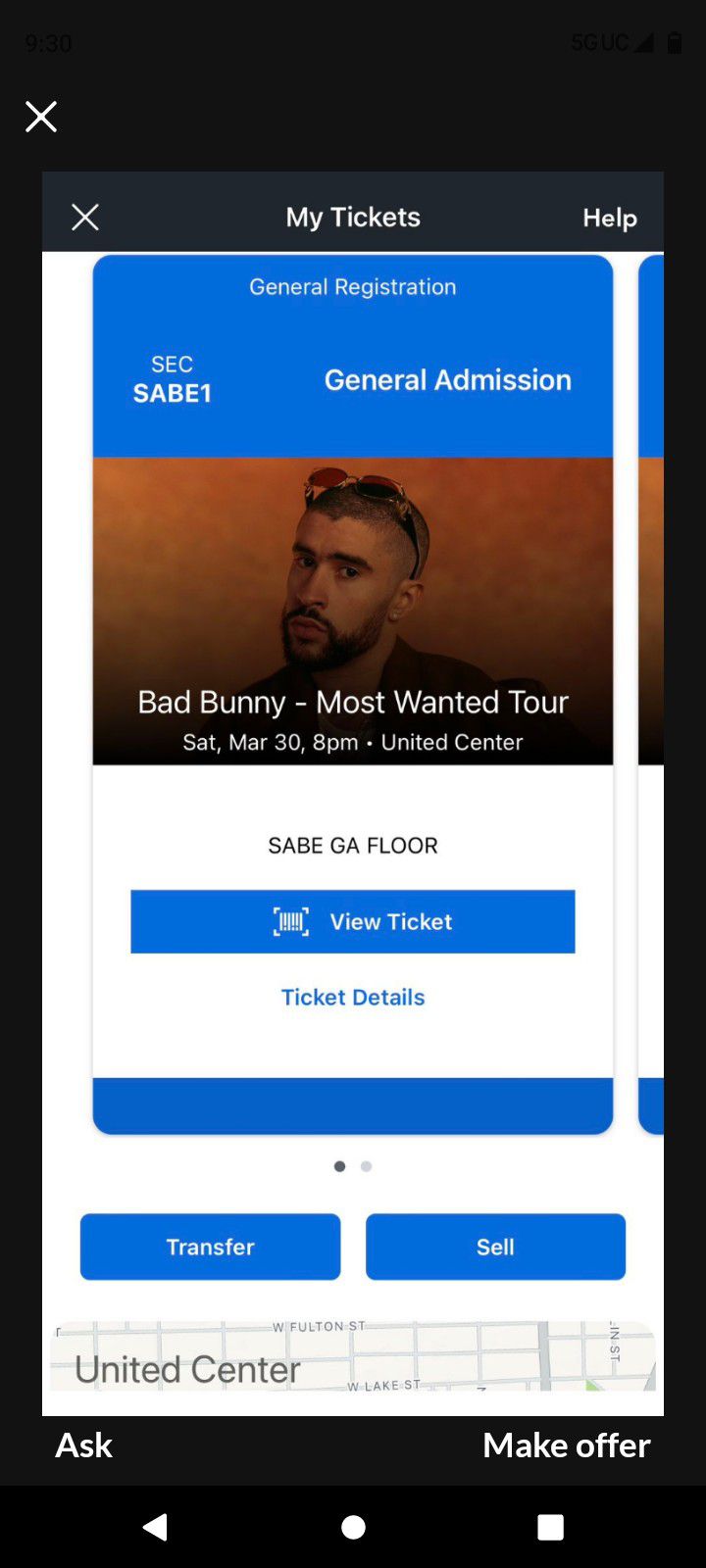 Bad Bunny FLOOR GA Tickets For Tonight 3/30