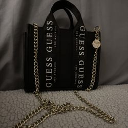 Mini Guess Tote Bag With Gold Chain 