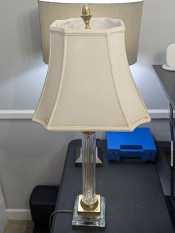 Vintage Speer Brass & Fluted Crystal Column Table Lamp