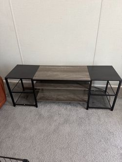 Industrial TV Stand with Open Shelves