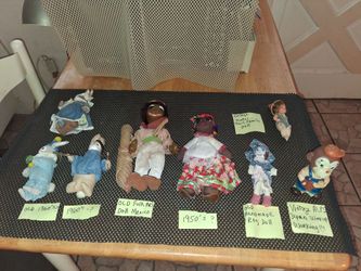 Vintage Old Dolls Very Old And A Wind Up Monkey From Japan That Works.. Selling As A Bundle/ Set.. All Sales Final