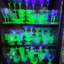 Uranium Vaseline Custard Burmese Glass Cups Plates Bowls Platters Wine Water 