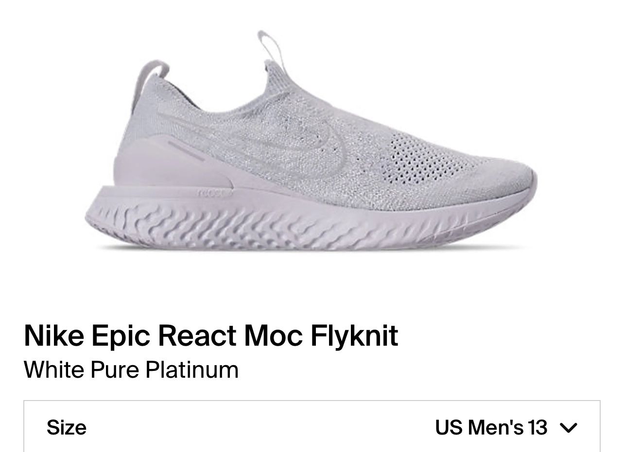 Pure Platinum Epic React Moc Grey Epic React Flyknit Pure Platinum