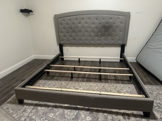 Eastern king fabric bed frame