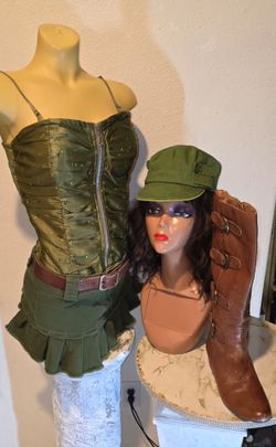 Military green mini,corset style top