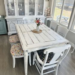Kitchen / Dining Table And 6 Mid-matched Chairs