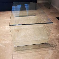 Frameless Glass Coffee Table And 2 End Tables Set