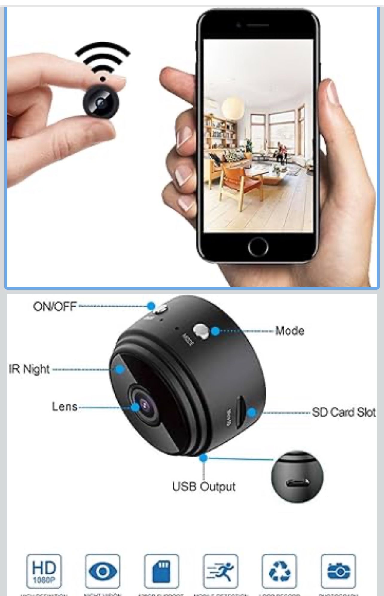 Spy Camera 1080P WiFi Hidden Camera Wireless Indoor Secret Cameras Mini Nanny Spy Cam Home Security Surveillance Cameras Micro Small Monitor Video Cam