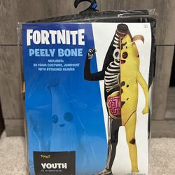 Spirit Halloween Fortnite Peely Bone Banana Youth XL 14-16 Costume Skeleton