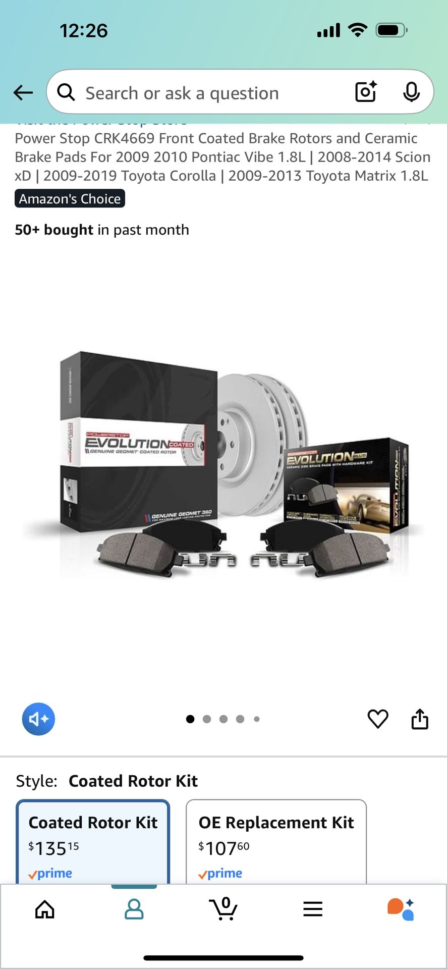 Coated Rotor Brake Kit 2009-2019 Toyota Corolla