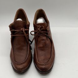 Frye 74371 Vintage 3" Heel Moc Leather Saddle Brown Shoe SZ US 8.5 B  Lace-up 