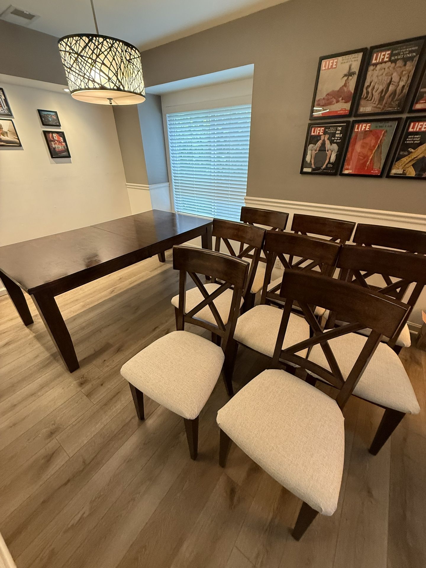 Solid Dark Wood Dining Table & Chairs