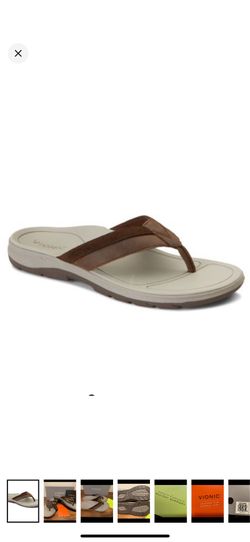 Vionic Sandal, Men's size 8, Leather Flip-flop with Concealed Orthotic Arch Support