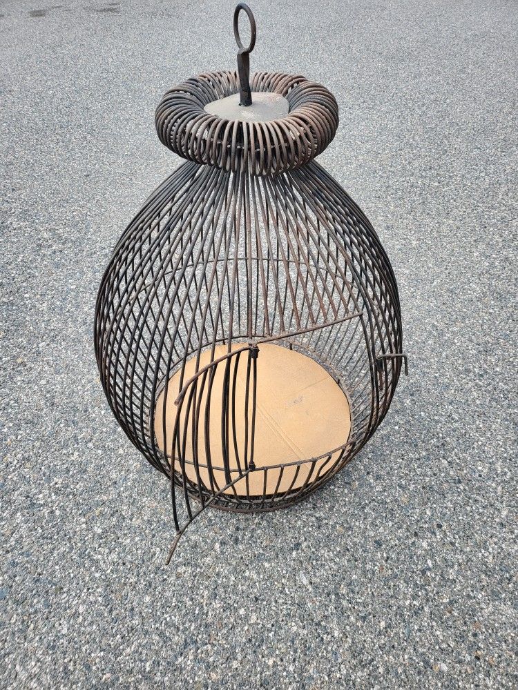 Vintage Wrought Iron Bird Cage