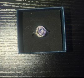 High Brilliance Oval Halo Bypass Ring Silver-Tone - Size 6