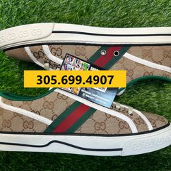 GUCCI TENNIS 1977 GG CANVAS BROWN NEW SNEAKERS SHOES SIZE 7 8 8.5 9 9.5 10 11 12 A5