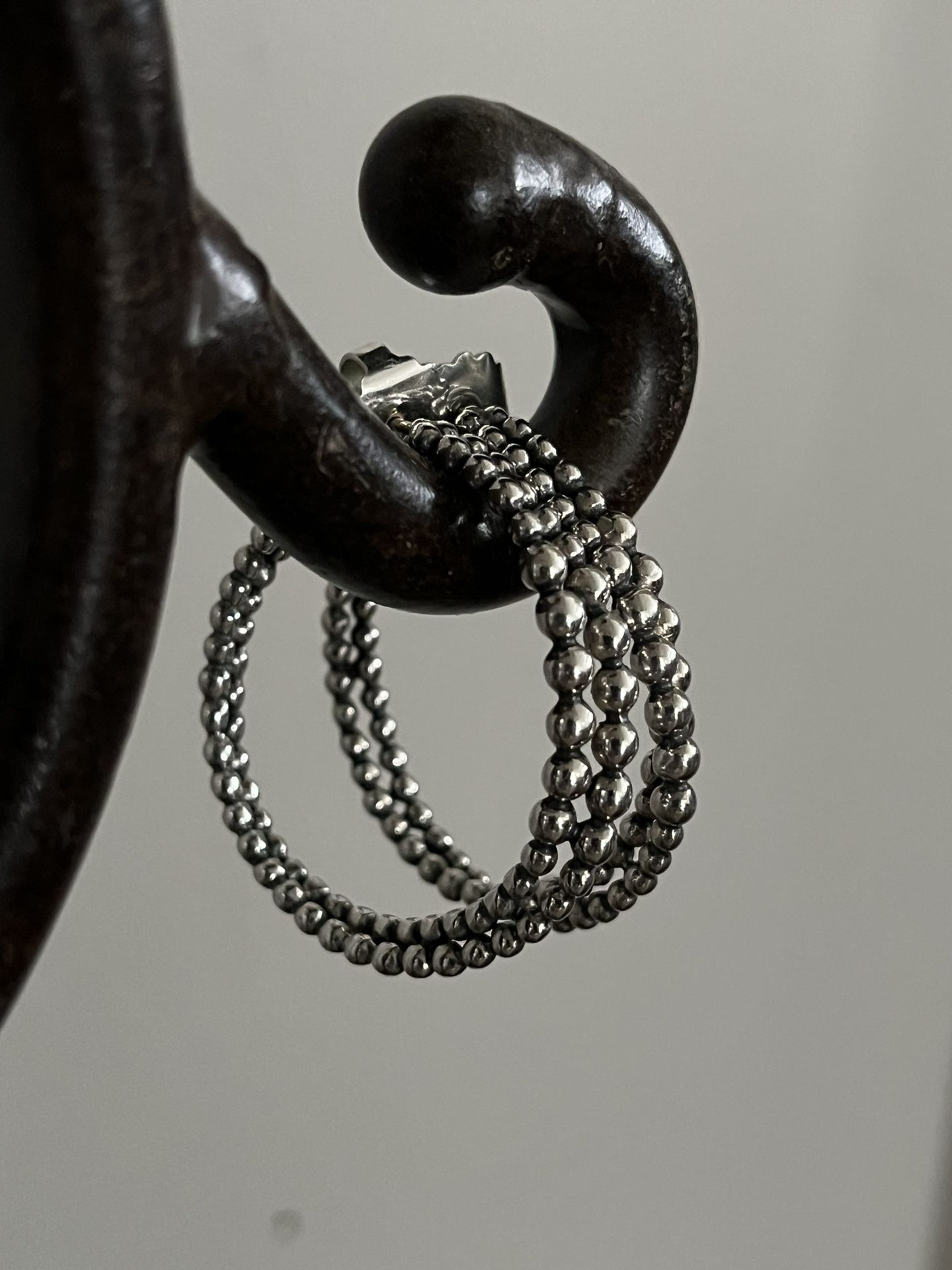 Designer Michael Dawkins Sterling Drop Granulated Bead 1.5” Double Intertwined Hoop Earrings Org. $74.89 / PENDING OFFER