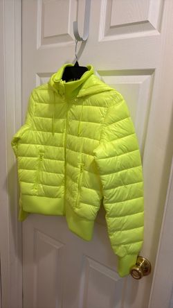 Neon Yellow Puffer Jacket with Hood XS New