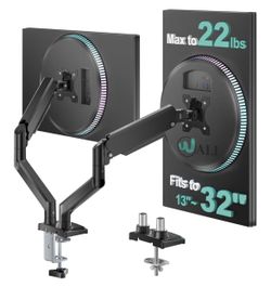 WALI Dual Monitor Stand for 13-32 inch Computer Screens, Dual Monitor Arms for 2 Monitors Holds up to 22 lbs, Height Adjustable Gas Spring Dual Monito