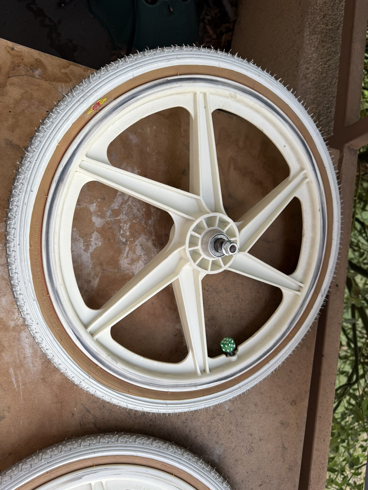 Pair of white OGK GT Mags w/ Tires