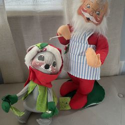 Vintage Annalee Dolls Santa & Mouse with original tags
