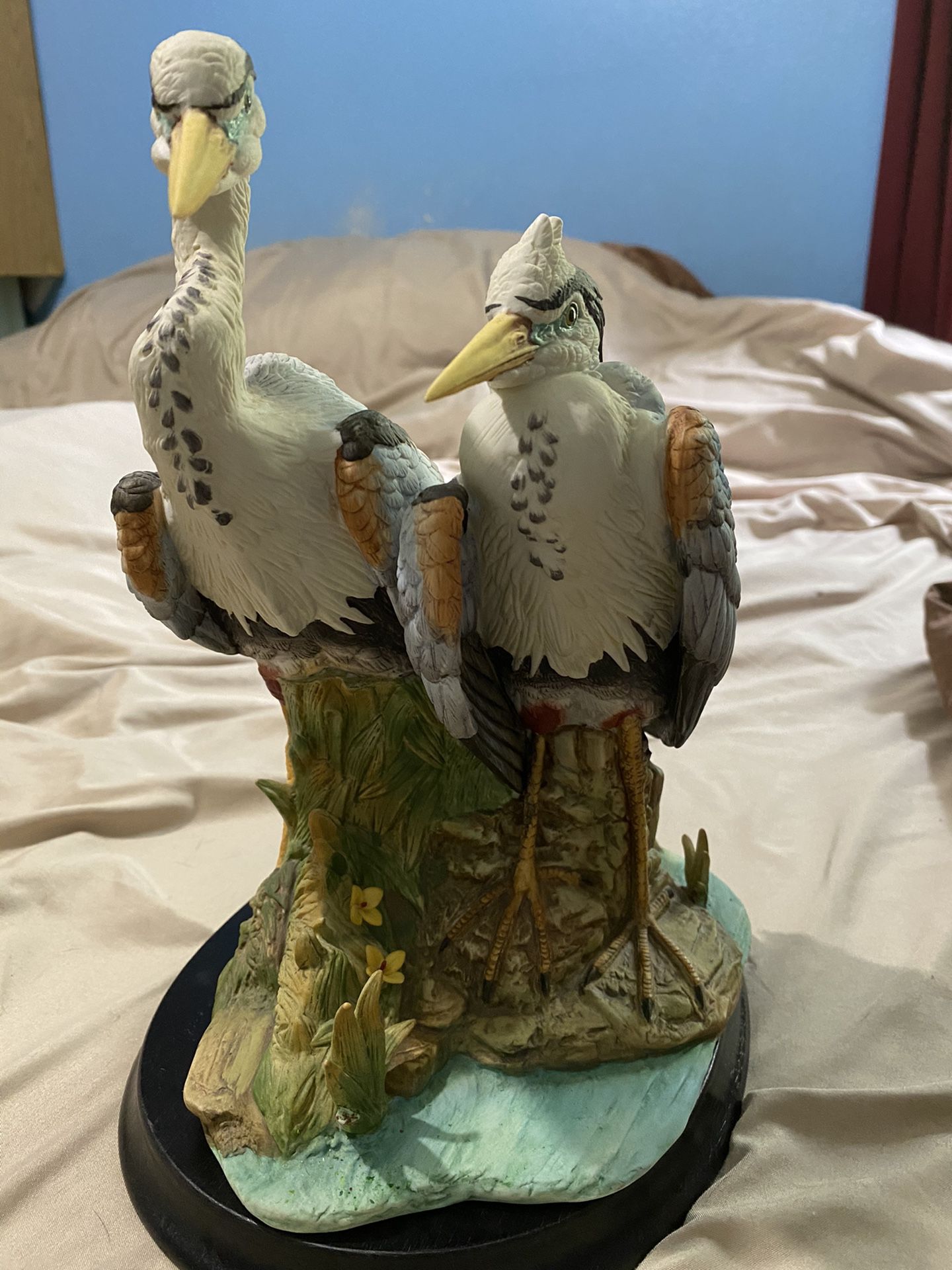 Double Great blue Heron Porcelain figurine