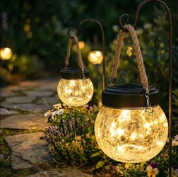 6 Pack M Size Solar Lantern Gifts for Women - Outdoor Solar Lanterns Waterproof with 15 LED Hanging Garden Patio Backyard Decor Lights for Halloween C