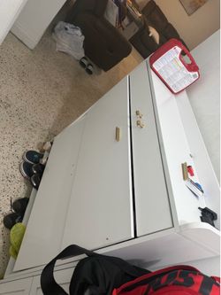 White Wooden Shoe Storage Cabinet with Drawer – Excellent Condition