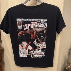 Marvel Spider-Man Kids Black Comic Graphic T-Shirt Size 10/12 Years