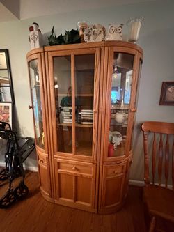 Vintage Wood China Cabinet