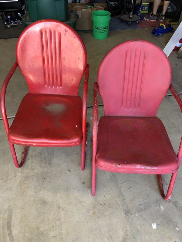 Vintage Metal Red Patio Chairs For In Aurora Il Offerup