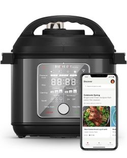 Instant Pot Pro Plus 6 Qt 10-in-1 Electric Pressure Cooker, Black multicooker, 6 quart, slow cook, rice, steam, sauté, yogurt, sterilizer, keep warm, 