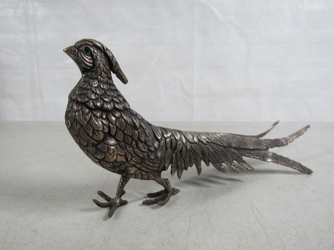 Pheasant Male Bird Metal Solid Brass Mid Century Figurine11" Length
