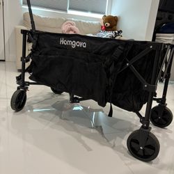 140L Collapsible Folding Wagon Cart, Heavy Duty Utility Garden Cart, 260 lbs. Weight Capacity, 37.8 × 18.5 × 38.4 inches, Black