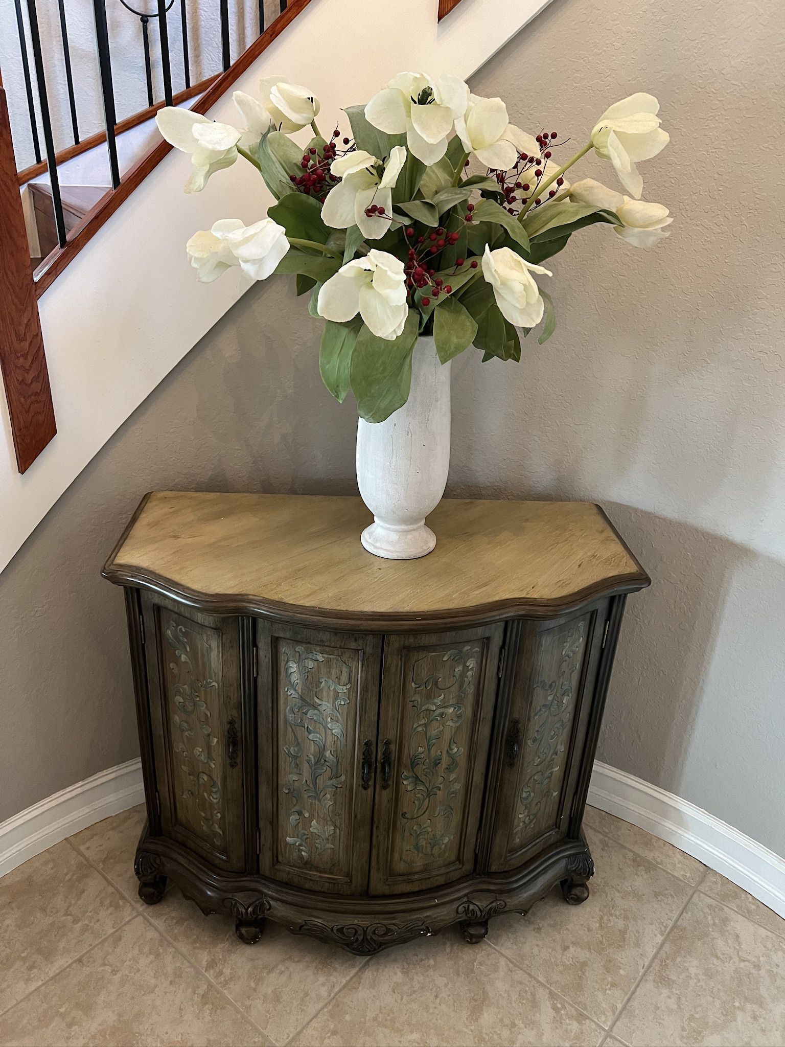 Hand Painted Console Cabinet