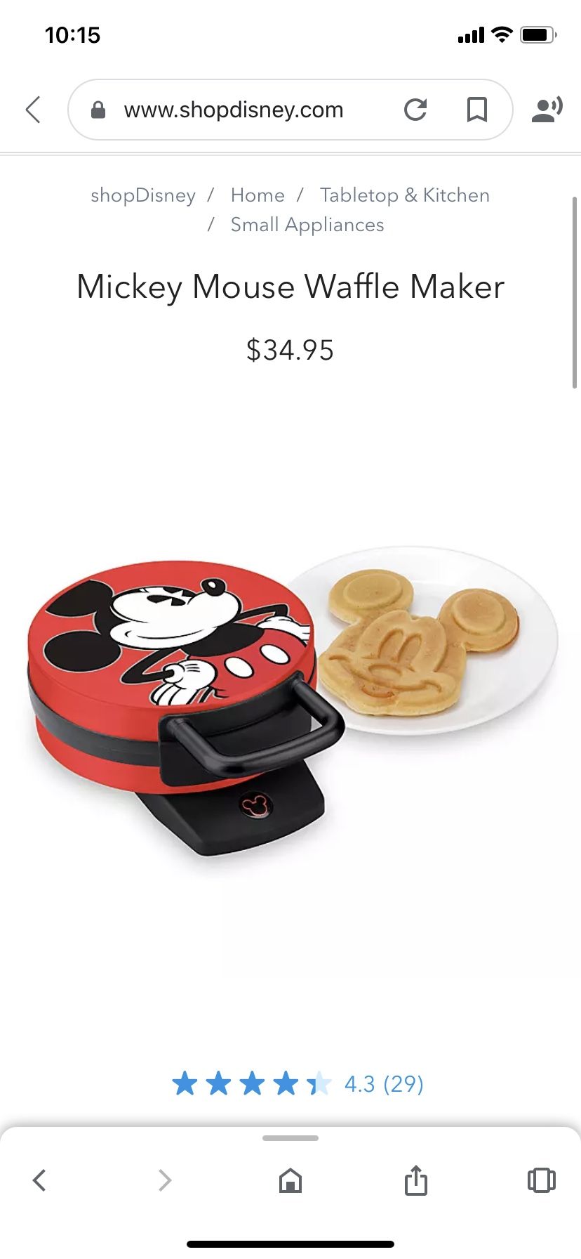 Mickey Mouse Waffle Maker