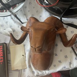 Vintage Wooden Hand carved Goat Head Al KRUG XV111