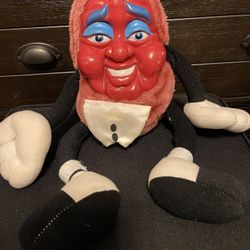 Vintage Plush California Raisin Bowtie Tuxedo  Vinyl Face Stuffed Grape 