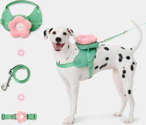 VETRESKA 3-in-1 Flora Dog Backpack & Harness Set